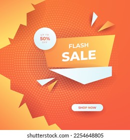 Editable minimal square banner template. Orange background color with stripe line shape. Suitable for social media post and web internet ads. Vector illustration with photo college