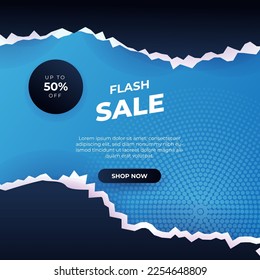 Editable minimal square banner template. Black and blue background color with stripe line shape. Suitable for social media post and web internet ads. Vector illustration with photo college