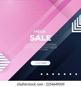 Editable minimal square banner template. Black and pink background color with stripe line shape. Suitable for social media post and web internet ads. Vector illustration with photo college