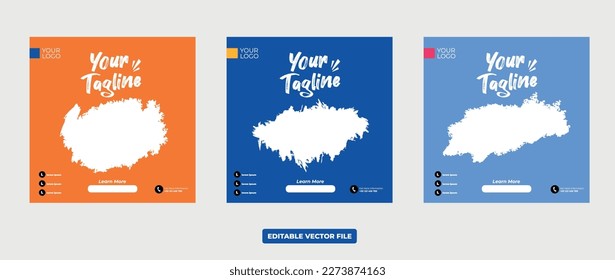 Editable minimal square banner template set. Suitable for social media post and web internet advertisements.