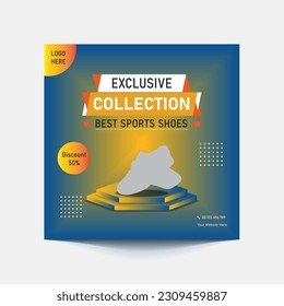 Editable minimal square banner template. different background color with stripe line shape. Suitable for social media post and web internet ads. Vector illustration with photo