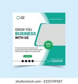 Editable minimal square banner template. Black yellow white background color with geometric shapes for social media post and web internet ads. Vector File 02