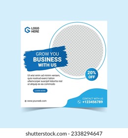 Editable minimal square banner template. Black yellow white background color with geometric shapes for social media post and web internet ads. Vector File