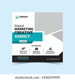 Editable minimal square banner template. Black yellow white background color with geometric shapes for social media post and web internet ads. Vector File