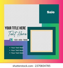 Editable minimal square banner template. Social media post templates.Suitable for Sale Banner, Post, Ads Advertising, Promotion Product, Business, Company, Fashion, School, Travel. Web Ads banner.