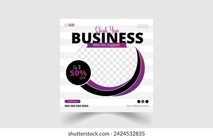 Editable minimal square digital marketing banner and social media post template for promotion 