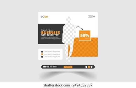 Editable minimal square digital marketing banner and social media post template for promotion 