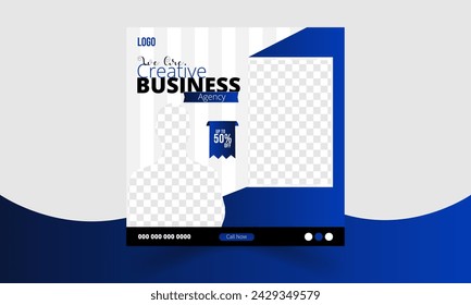 Editable minimal square Digital Marketing Agency social media post banner Template or social media advertisement Design with white background.
