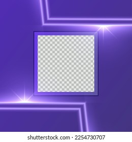 Editable minimal square neon light banner template. blue color background with stripe line shape. Suitable for social media post, healthy and web internet ads. Vector illustration with photo college