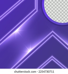 Editable minimal square neon light banner template. blue color background with stripe line shape. Suitable for social media post, healthy and web internet ads. Vector illustration with photo college