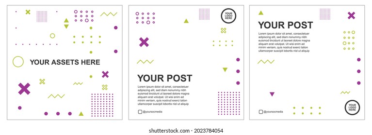 Editable minimal square template. Assets for Social Media banner Template post. Geometric Elements minimalist design vector. Abstract Geometry Background