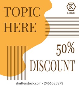 Editable minimal square template. orange and white background. suitable for social media post. vector illustration.