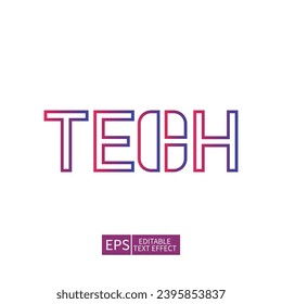 editable minimal tech text font letter effect. typography alphabet text font letter effect. vector design.
