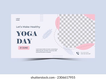 Editable minimal yoga banner template. Suitable for social media posts and web internet ads, Facebook. Vector illustration 