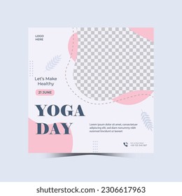 Editable minimal yoga banner template. Suitable for social media posts and web internet ads, LinkedIn. Vector illustration.