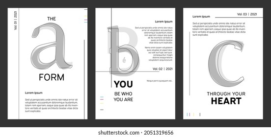 Editable minimalist design cover layout. Typography for book cover, magazine, poster, brochure, flyer, leaflet, banner. Created using AI CS6.