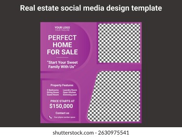 Editable minimalist Real estate social media post designs. social media template design. social media banner and ad design. advertisement backgrounds. vector illustration. 