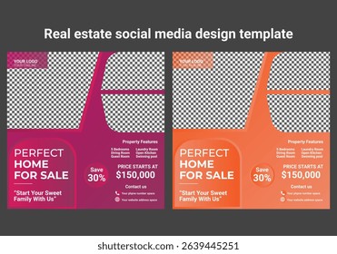 Editable minimalist Real estate social media post designs. social media template design. social media banner and ad design. advertisement backgrounds. vector illustration. 