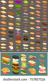 Editable mix and match sub, sandwich and burger elements.