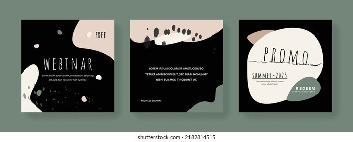 Editable mobile social media layouts, minimalist square web banner templates, graphic design for business purpose, corporate adverts for digital marketing, set of multipurpose universal backgrounds