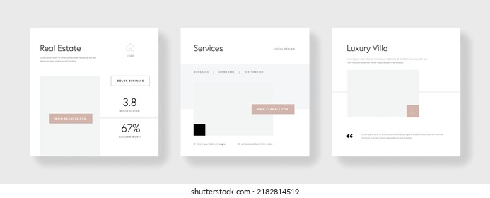 Diseños de medios sociales móviles editables, plantillas de banners web cuadradas minimalistas, diseño gráfico para fines comerciales, anuncios corporativos para marketing digital, conjunto de fondos universales multipropósito