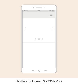 Editable mobile wireframe with slider, top navigation menu and screen details ready for ux and ui projects