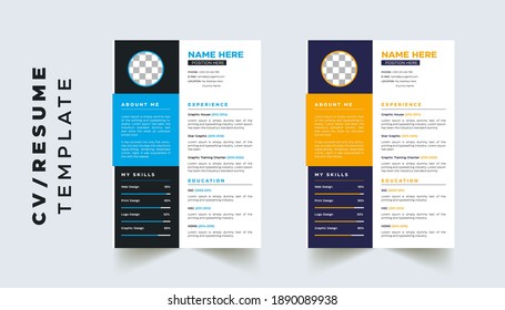 Editable Modern Abstract Creative Professional Resume template with 2 color