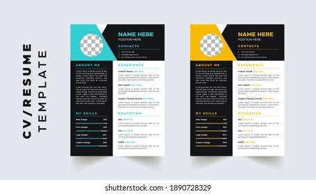 Editable Modern Abstract Creative Professional Resume template with 2color