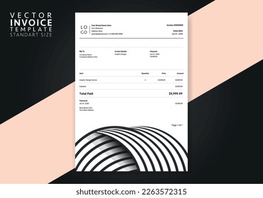 Editable Modern Abstract Creative Professional Invoice template. Vector incoive template.
