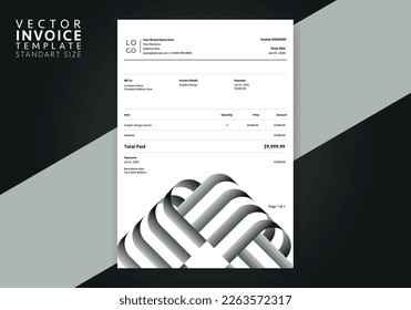 Editable Modern Abstract Creative Professional Invoice template. Vector incoive template.