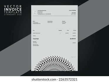 Editable Modern Abstract Creative Professional Invoice template. Vector incoive template.