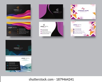 Editable Modern Business Card Template Design Set In Front And Back View.