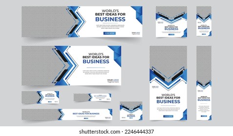 Editable modern business web banners set of standard size. Business ad banner cover header background for website design, Social media cover ads banner template.