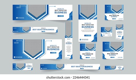 Editable modern business web banners set of standard size. Business ad banner cover header background for website design, Social media cover ads banner template.