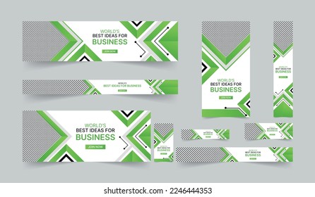 Editable modern business web banners set of standard size. Business ad banner cover header background for website design, Social media cover ads banner template.