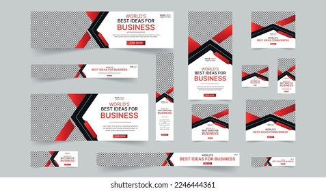 Editable modern business web banners set of standard size. Business ad banner cover header background for website design, Social media cover ads banner template.