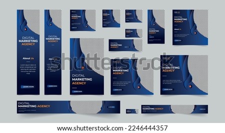 Editable modern business web banners set of standard size. Business ad banner cover header background for website design, Social media cover ads banner template.