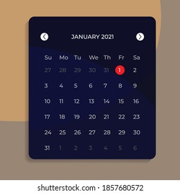 Editable modern calendar. Great vectors for computers, bussines, laptops, smartphones, social media, flyers, banners etc.