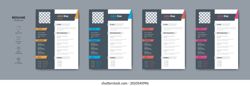 Editable Modern CV or resume vector design. Creative Professional CV or resume design template.