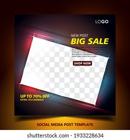 Editable modern geometric template. Discount promo template. Social media post template, social media banner