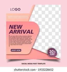 Editable modern geometric template. Discount promo template. Social media post template, social media banner