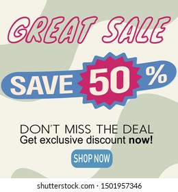 Editable modern minimal square banner templates. Modern promotion square great sale discount web banner for social media.