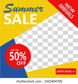 Editable modern minimal square banner templates. Modern promotion square summer sale discount web banner for social media.