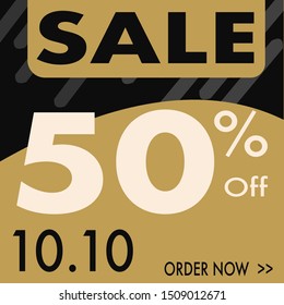 Editable modern minimal square banner templates. Modern promotion square 10.10 sale discount web banner for social media.