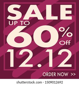 Editable modern minimal square banner templates. Modern promotion square 12.12 sale discount web banner for social media.