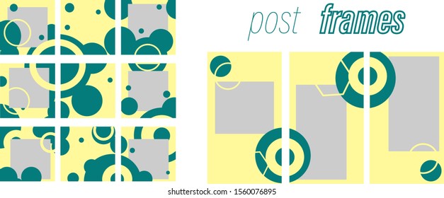 Editable modern minimal square banner templates. green and 
 yellow background color with giometric line shape. Suitable for social media post . stories and web/internet ads with photo college.Vector
