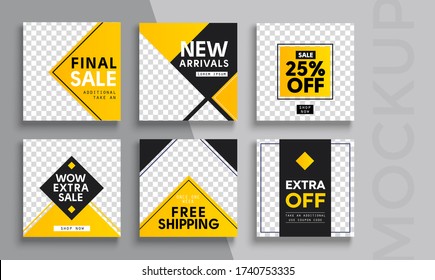 Editable modern minimal square banner templates. Suitable for social media post and web/internet ads. Vector illustration with photo college.