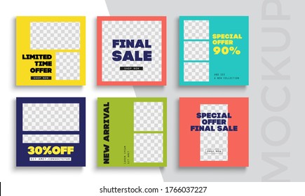 Editable modern minimal square banner templates. Suitable for social media post and web/internet ads. Vector illustration with photo college.