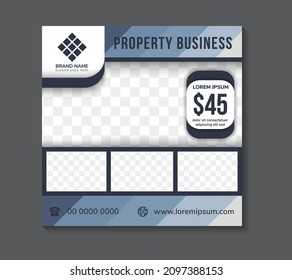 Editable modern minimal square banner templates. multicolored blue background color with transparency of diagonal pattern. Suitable for social media post and web internet ads with photo college.