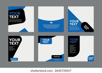 Editable modern minimal square banner templates. Blue, black and white background color. Suitable for social media post and web internet ads with photo college.
